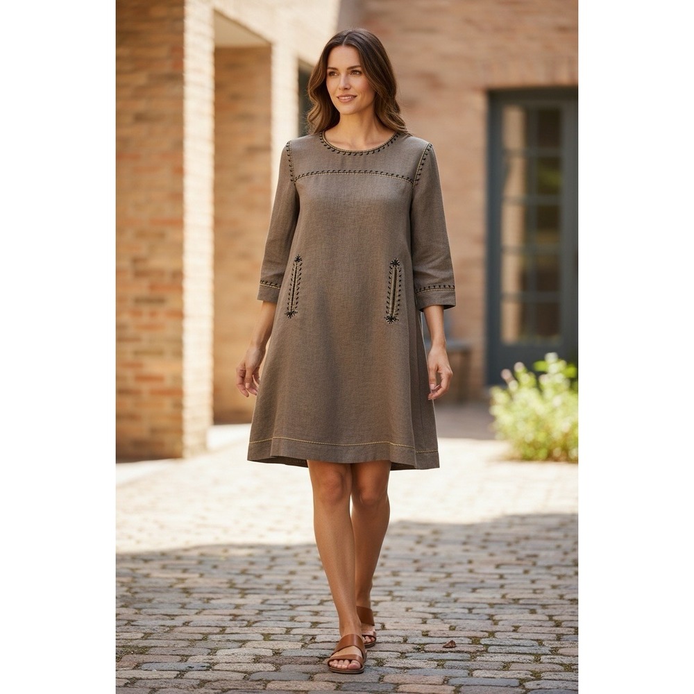 Isabel Marant Women's 1 = US M Shift Dress Brown Embroidered EUC/Scent